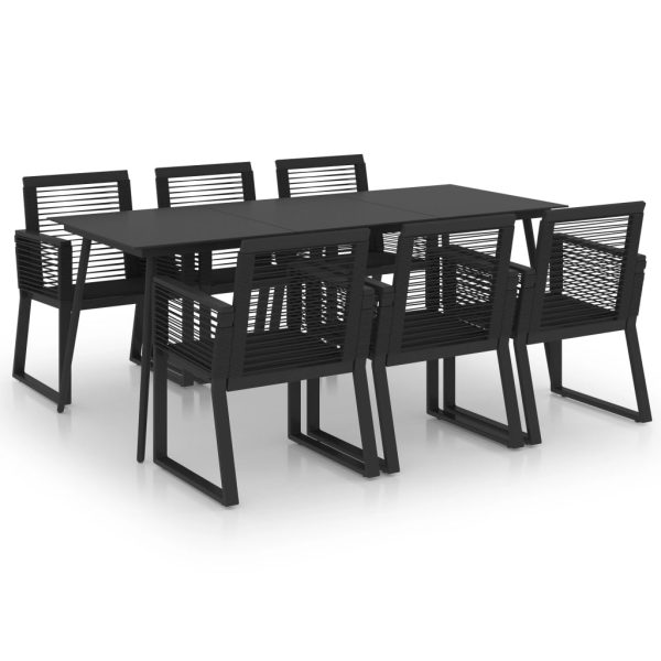 7 pcs conjunto de jantar para jardim vime de PVC preto - Image 2