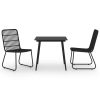 3 pcs conjunto de jantar para jardim vime PE e vidro - Image 2