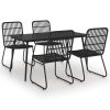 5 pcs conjunto de jantar para exterior vime PE e vidro - Image 2