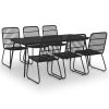 7 pcs conjunto de jantar para exterior vime PE e vidro - Image 2