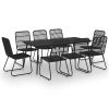 9 pcs conjunto de jantar para exterior vime PE e vidro - Image 2