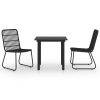 3 pcs conjunto de jantar para exterior vime PE e vidro - Image 2