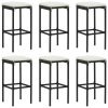 7 pcs conjunto de bar p/ jardim c/ almofadões vime PE preto - Image 3