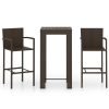 3 pcs conjunto bar exterior c/ apoio de braços vime PE castanho - Image 2