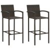 3 pcs conjunto bar exterior c/ apoio de braços vime PE castanho - Image 3