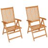 Cadeiras de jardim c/ almofadões antracite 2 pcs teca maciça - Image 2