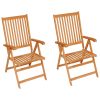 Cadeiras de jardim c/ almofadões cinzentos 2 pcs teca maciça - Image 2