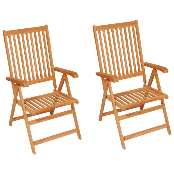 Cadeiras de jardim c/ almofadões cinzentos 2 pcs teca maciça - Image 2