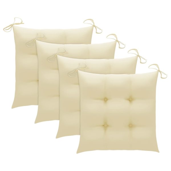 Cadeiras de jardim c/ almofadões branco nata 3 pcs teca maciça - Image 3