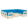 9 pcs conjunto lounge de paletes + almofadões madeira de abeto - Image 2