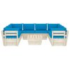 9 pcs conjunto lounge de paletes + almofadões madeira de abeto - Image 3