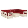 9 pcs conjunto lounge de paletes + almofadões madeira de abeto - Image 2
