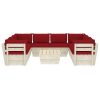 9 pcs conjunto lounge de paletes + almofadões madeira de abeto - Image 3