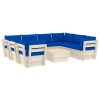 9 pcs conjunto lounge de paletes + almofadões madeira de abeto - Image 2