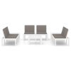 6 pcs conjunto lounge de jardim c/ almofadões plástico branco - Image 3