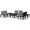 6 pcs conjunto lounge de jardim c/ almofadões plástico cinzento - Image 2