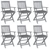 Cadeiras exterior dobráveis c/ almofadões 6 pcs acácia maciça
