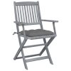 Cadeiras exterior dobráveis c/ almofadões 6 pcs acácia maciça - Image 3