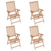 Cadeiras de jardim reclináveis 4 pcs madeira de teca maciça