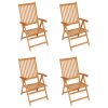 Cadeiras de jardim c/ almofadões azuis 4 pcs teca maciça - Image 2