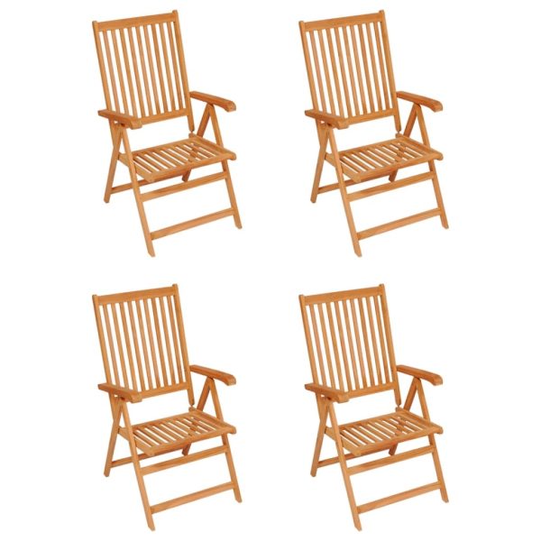 Cadeiras de jardim c/ almofadões azuis 4 pcs teca maciça - Image 2