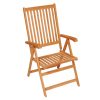 Cadeiras de jardim c/ almofadões azuis 4 pcs teca maciça - Image 3