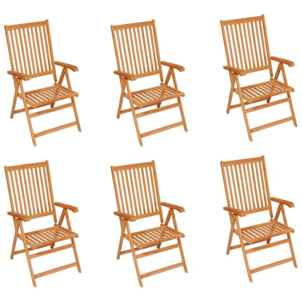 Cadeiras de jardim c/ almofadões verdes 6 pcs teca maciça - Image 2