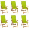 Cadeiras jardim c/ almofadões verde brilhante 6 pcs teca maciça