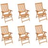 Cadeiras jardim c/ almofadões verde brilhante 6 pcs teca maciça - Image 2