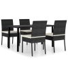 5 pcs conjunto de jantar para jardim vime PE preto - Image 2