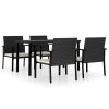 5 pcs conjunto de jantar de jardim vime PE preto - Image 2
