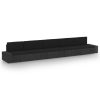 5 pcs conjunto lounge de jardim c/ almofadões vime PE preto