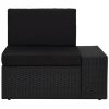 5 pcs conjunto lounge de jardim c/ almofadões vime PE preto - Image 2