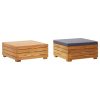 Conjunto mesa e apoio de pés jardim c/ almofadão acácia maciça
