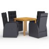 5 pcs conjunto de jantar de jardim preto