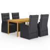 5 pcs conjunto de jantar de jardim preto