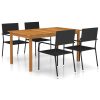 5 pcs conjunto de jantar para jardim preto