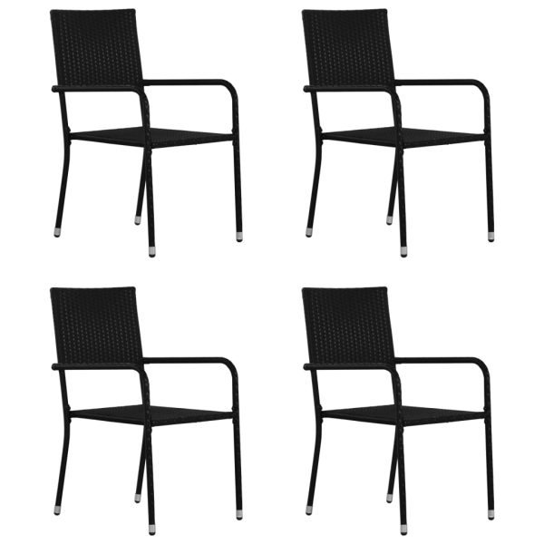 5 pcs conjunto de jantar para jardim preto - Image 2