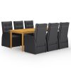 7 pcs conjunto de jantar de jardim preto