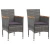 3 pcs conjunto de jantar para jardim cinzento - Image 3