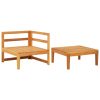2 pcs conj. lounge de jardim c/ almofadões branco nata acácia - Image 3