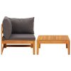 2 pcs conj. lounge de jardim c/ almofadões cinza-escuro acácia - Image 2