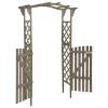 Pérgola com portão 116x40x204 cm madeira de abeto maciça cinza - Image 3