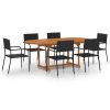 7 pcs conjunto de jantar para jardim vime PE preto - Image 2