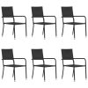 7 pcs conjunto de jantar para jardim vime PE preto - Image 3