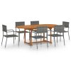 7 pcs conjunto de jantar para jardim vime PE antracite - Image 2