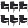 7 pcs conjunto de jantar para jardim vime PE preto - Image 3