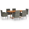 7 pcs conjunto de jantar para jardim vime PE antracite - Image 2