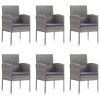 7 pcs conjunto de jantar para jardim vime PE antracite - Image 3