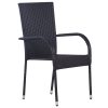 5 pcs conjunto de jantar para jardim vime PE preto - Image 3